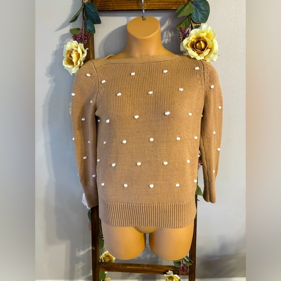 Loft Polka Dot Sweater Neutral Size Medium EUC - Picture 2 of 9